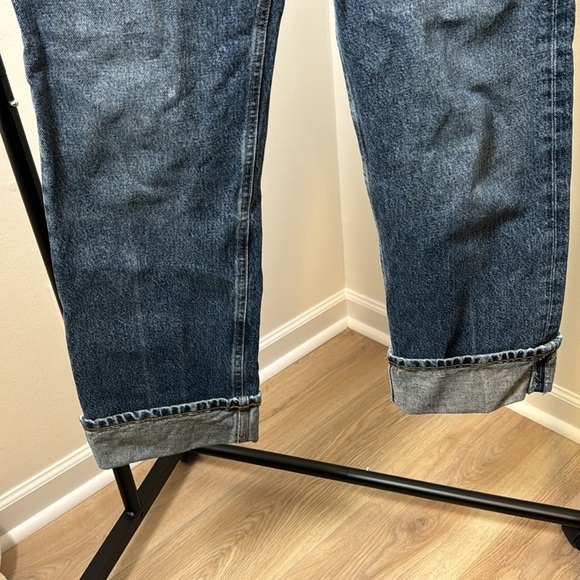 AGOLDE Fran Medium Wash Straight Leg Cuffed Hem Button Up Jeans Size 24 - Picture 4 of 10